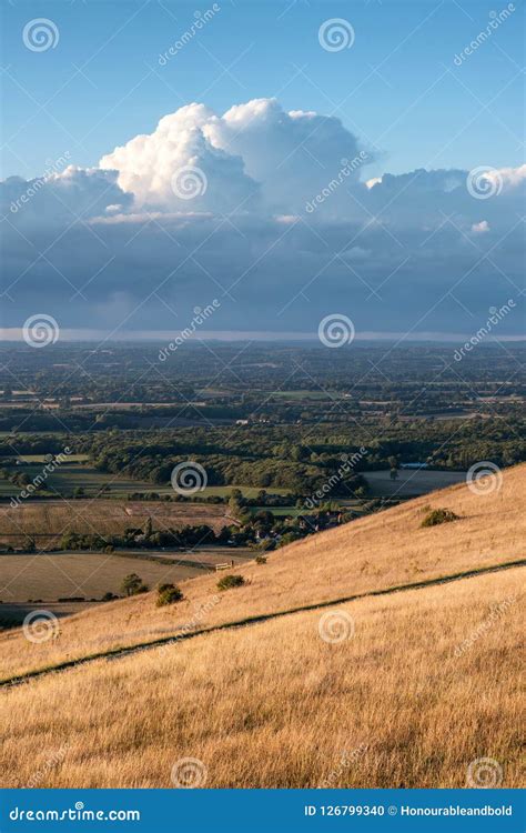 Stunning Summer Sunset Landscape Image Of South Downs National P Stock