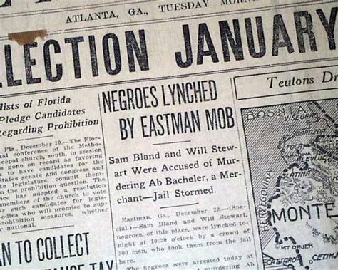 1915 Atlanta Ga Old Newspaper Eastman Georgia Negroes Lynchings Lynched