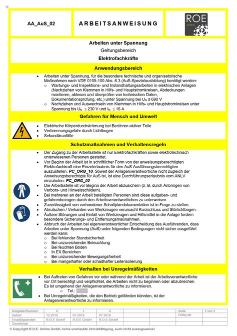 02 Arbeiten Unter Spannung Mit AuS Ausbildung R O E Online