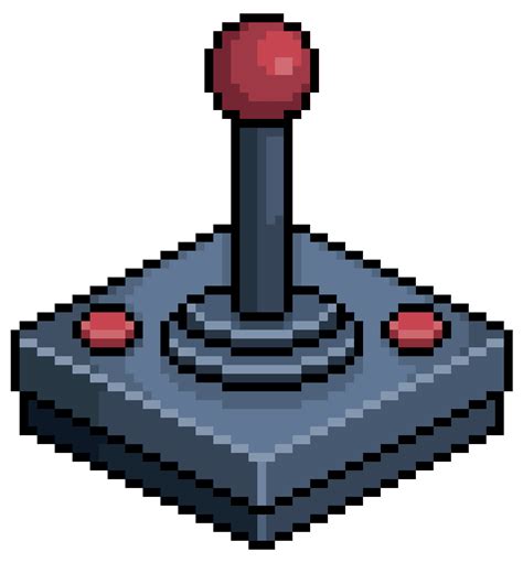 Pixel Art Joystick Vector Icon For Bit Game On White Background