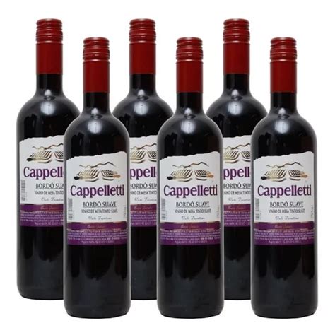 Vinho Tinto Suave Nacional Bordô Cappelletti Kit 6 Parcelamento sem juros