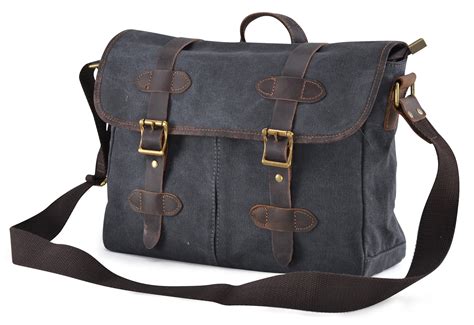 Gootium Vintage Canvas Genuine Leather Messenger Bag Cross Body Shoulder Bag Ebay