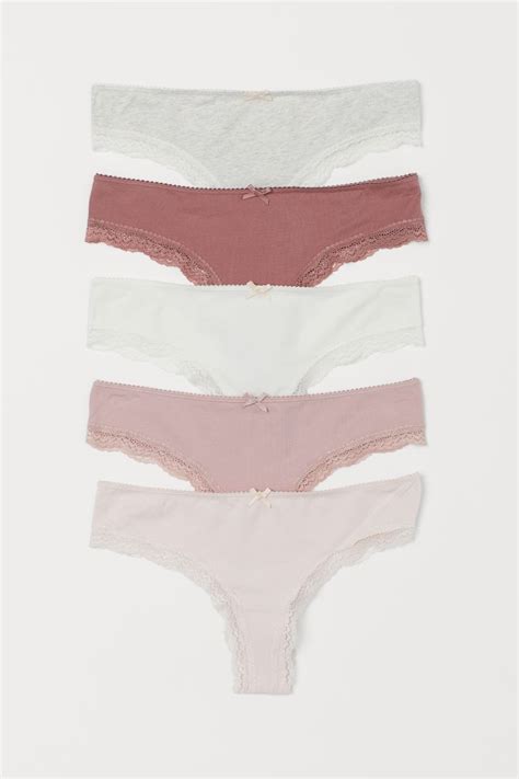 5 Pack Brazilian Briefs Low Waist Dusty Rose Light Pink Ladies