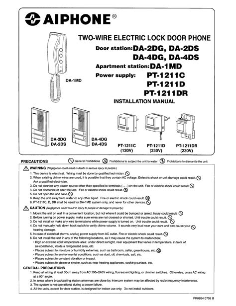 Aiphone Intercom System Pt D User Guide Manualsonline