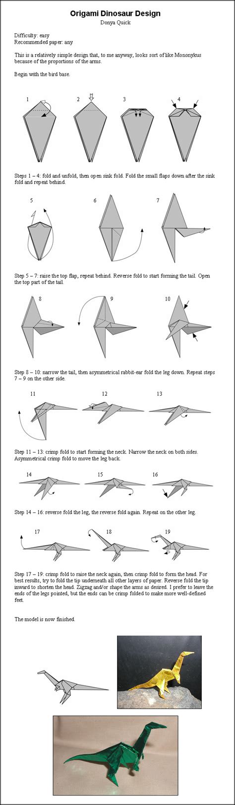 Origami Dinosaur Instructions By DonyaQuick On DeviantArt