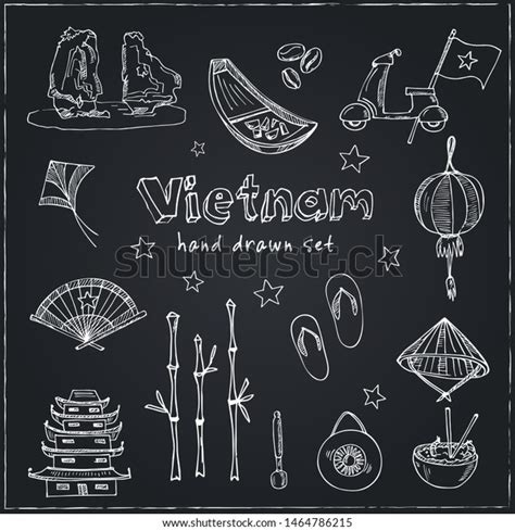 Vietnam Hand Drawn Doodle Set Vector Stock Vector Royalty Free