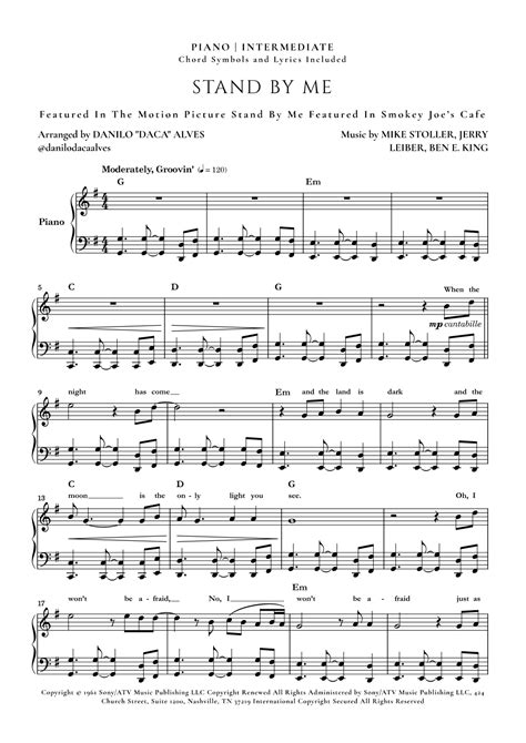 Stand By Me Arr Danilo Daca Alves By Ben E King Sheet Music For