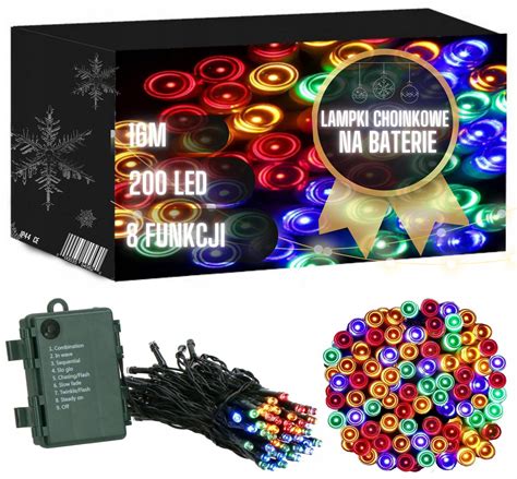 LAMPKI CHOINKOWE NA BATERIE 200 LED 16m Zewnętrzne Timer IP44 REF