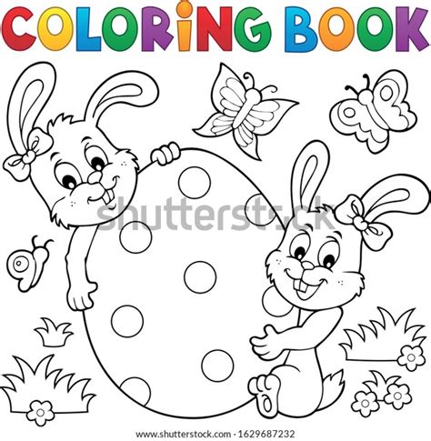 Coloring Book Easter Egg Rabbits Eps10 Stock Vector Royalty Free