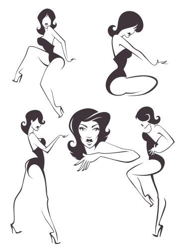 Pin Up Girls Collection Royalty Free Vector Image