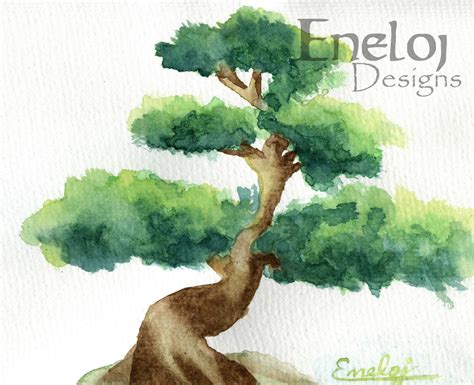 Bonsai Tree Watercolor Original Painting Zen Art Print Etsy