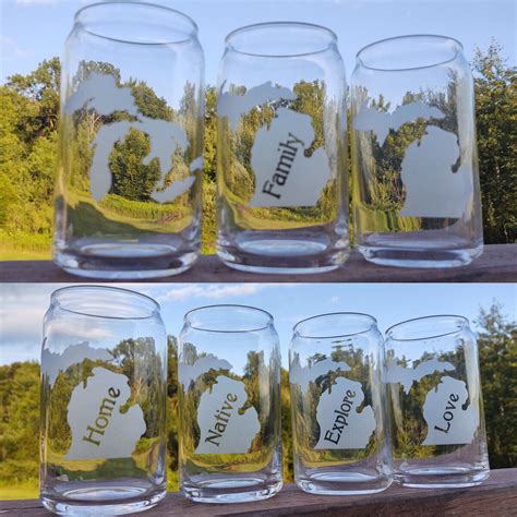 Michigan Theme Beer Can Glasses Personalize Made In Michigan