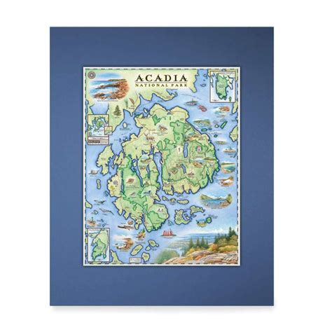 Acadia Mini-Map- Xplorer Maps - Matted 14" x 11"