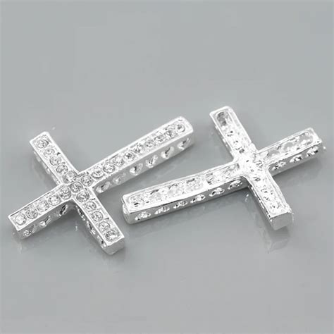 Pcs Silver Plated Cross Clear Rhinestone Charms Connectors Jewelry