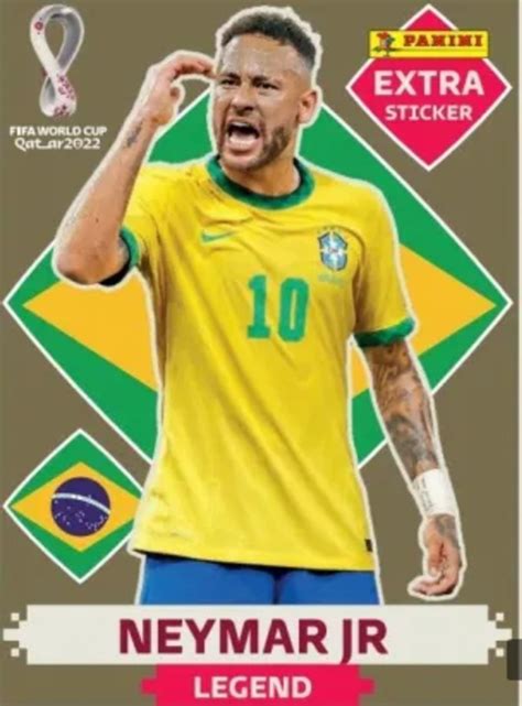 Figurinha Neymar Ouro Extra Sticker Panini Copa 2022 Raro