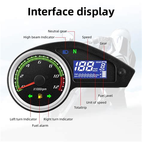 Snapklik Motorcycle Speedometer Gauge 12000RPM Universal Digital