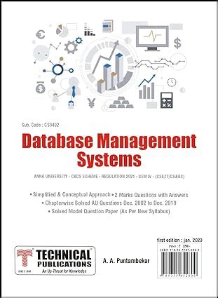 Database Management Systems For Be Anna University R Cbcs Iv Cse