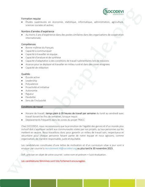 Socodevi Recrute Un Sp Cialiste Suivi Valuation Et Apprentissage