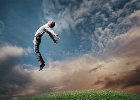 Jumping Man In Sky Stock Image Image Of Lifestyle High 44034741