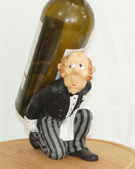 Rare Vintage Bottle Holder Stand Figurine of a Servant Waiter - Etsy