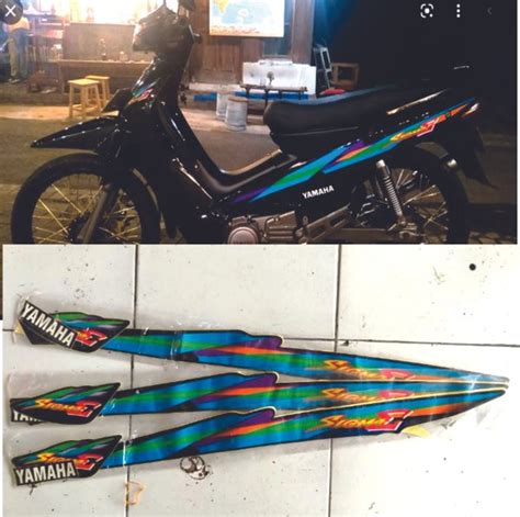 Jual Striping Yamaha Sigma E Hitam Ungu Oren Tahun Stiker Lis