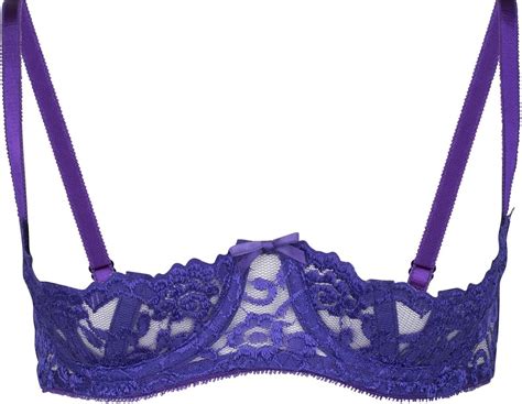 So Sexy Lingerie Tm High Shine Lace Boned And Underwired Shelf Bra 40 A C Purple At Amazon Women