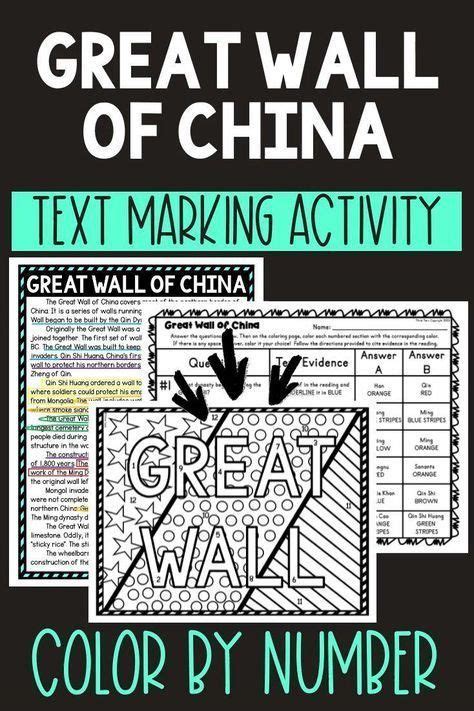 This Great Wall Of China Color By Number And Text Marking Activity Is