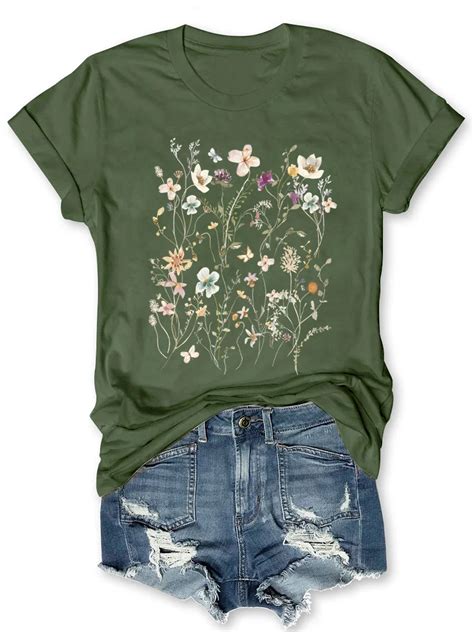 Boho Wildflowers Cottagecore T Shirt