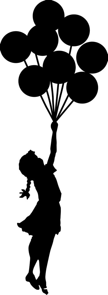 Bir balon banksy art etiket ile kız TenStickers