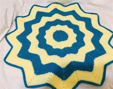 Play Mat Craft Fairs Starburst Hand Crochet Acrylic Yarn Teal