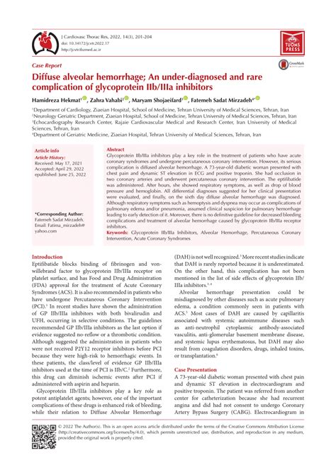 PDF Diffuse Alveolar Hemorrhage An Under Diagnosed And Rare