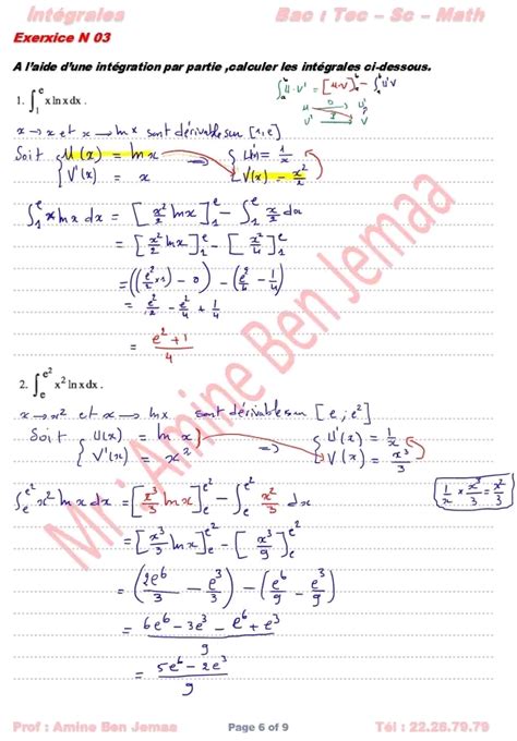 Bac Sc Exp Rimentales Math Int Grales Bac Scientifiques