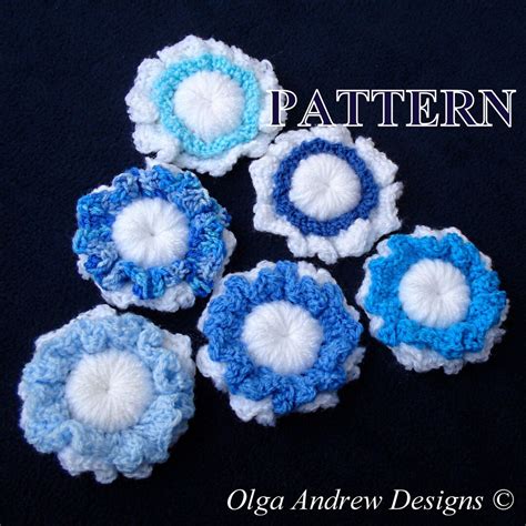 Flower Appliques Crochet Pattern, Crochet Flower Pattern, Applique ...