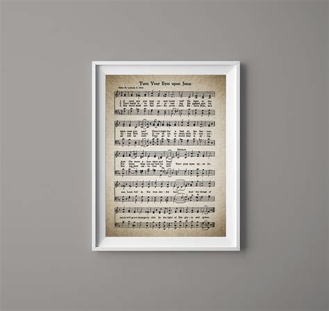 Turn Your Eyes Upon Jesus Hymn Print Sheet Music Art Hymn Art Hymnal Sheet Home Decor Music