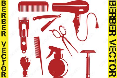 Vektorov Grafika Vintage Barber Elements Set Vector Monochrome