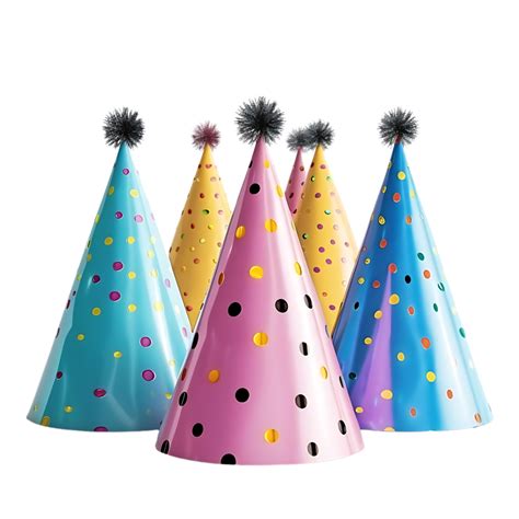 Colorful Birthday Party Hats 3d Illustration 47763309 Png