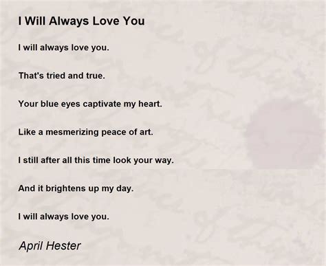 I Will Always Love You Poems