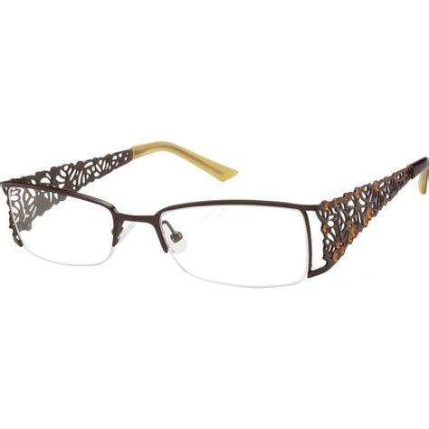 A Hypoallergenic Stainless Steel Half Rim Frame With Design On Temples Zenni Optical Fashion