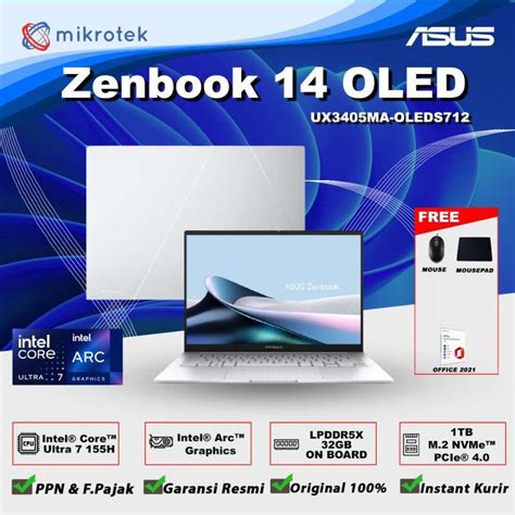 Promo Asus Zenbook 14 Oled Ultra 7 155h 32gb 1tb Ssd Arc Ux3405ma