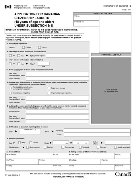 Application For Canadian Citizenship Adults Pdf 2020 2025 Form Fill Out And Sign Printable Pdf