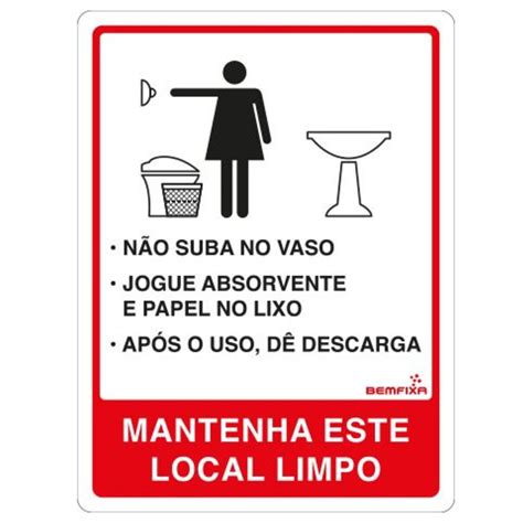 Placa Para Banheiro Feminino Instru Es X Cm Bemfixa