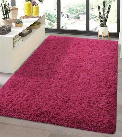 Andecor Alfombra Peluda Para Sala De Estar X Pies Color Rojo Rosa