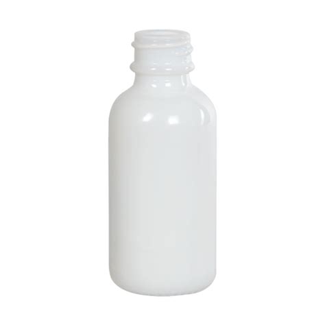 1 Oz White Glass Boston Round Bottle With 20 400 Neck Cap Sold Separately U S Plastic Corp