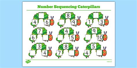 Free Number Sequencing Caterpillars Teacher Made