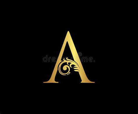 Golden A Letter Luxury Beauty Flourishes Ornament Monogram Logo Stock