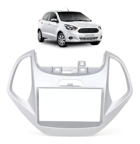 Moldura Painel 2din Dvd Multimidia Ford Ka 2015 A 2018 Prata EXPEX