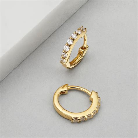 Small Gold Or Silver Diamond Huggie Hoop Earrings By Lily And Roo