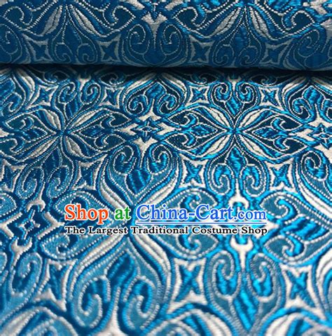 Traditional Chinese Blue Brocade Fabric