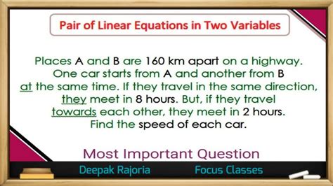 Place A And B Are 160 Km Apart On A Highway One Car Starts From A And