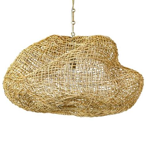 Palecek Andorra Coastal Beach Natural Brown Woven Wicker Pendant Small